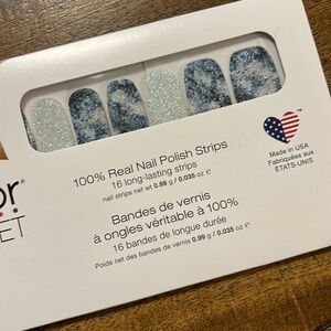 Color street nails blue white sparkly glitter